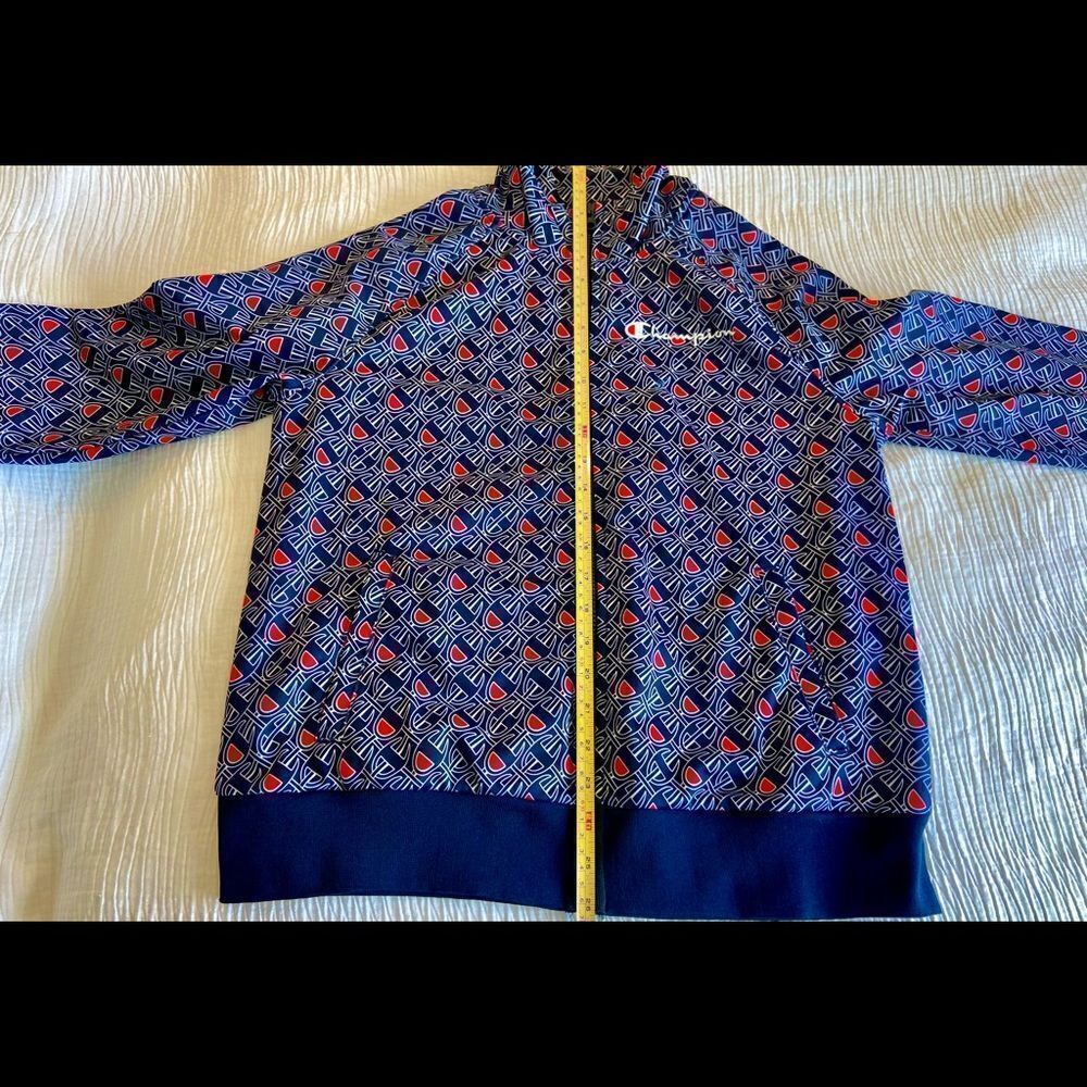 Champion Allover Logo Blue Zip Up Track Jacket Size Medium. Worn On TV Show - Picture 8 of 14
